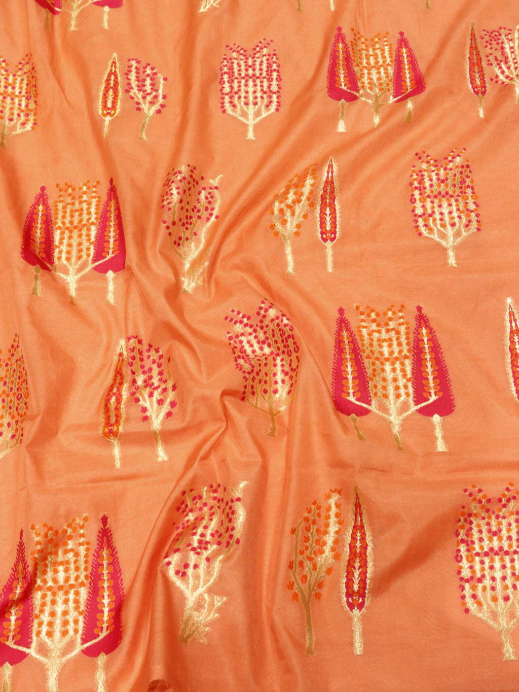 Peach Cotton Banarasi suit neckline detail