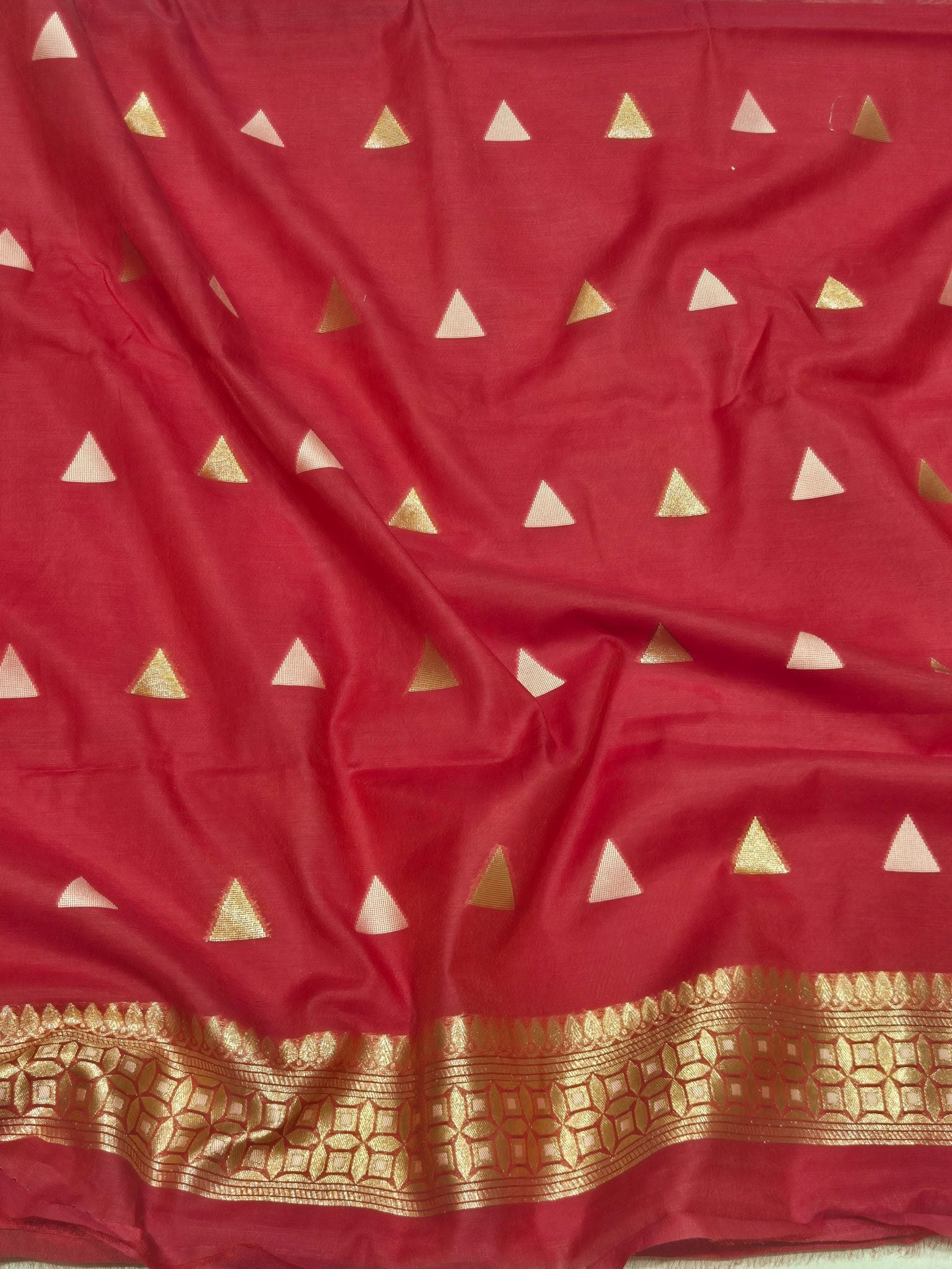 Cherry Pink Pure Cotton Banarasi suit sleeve detail