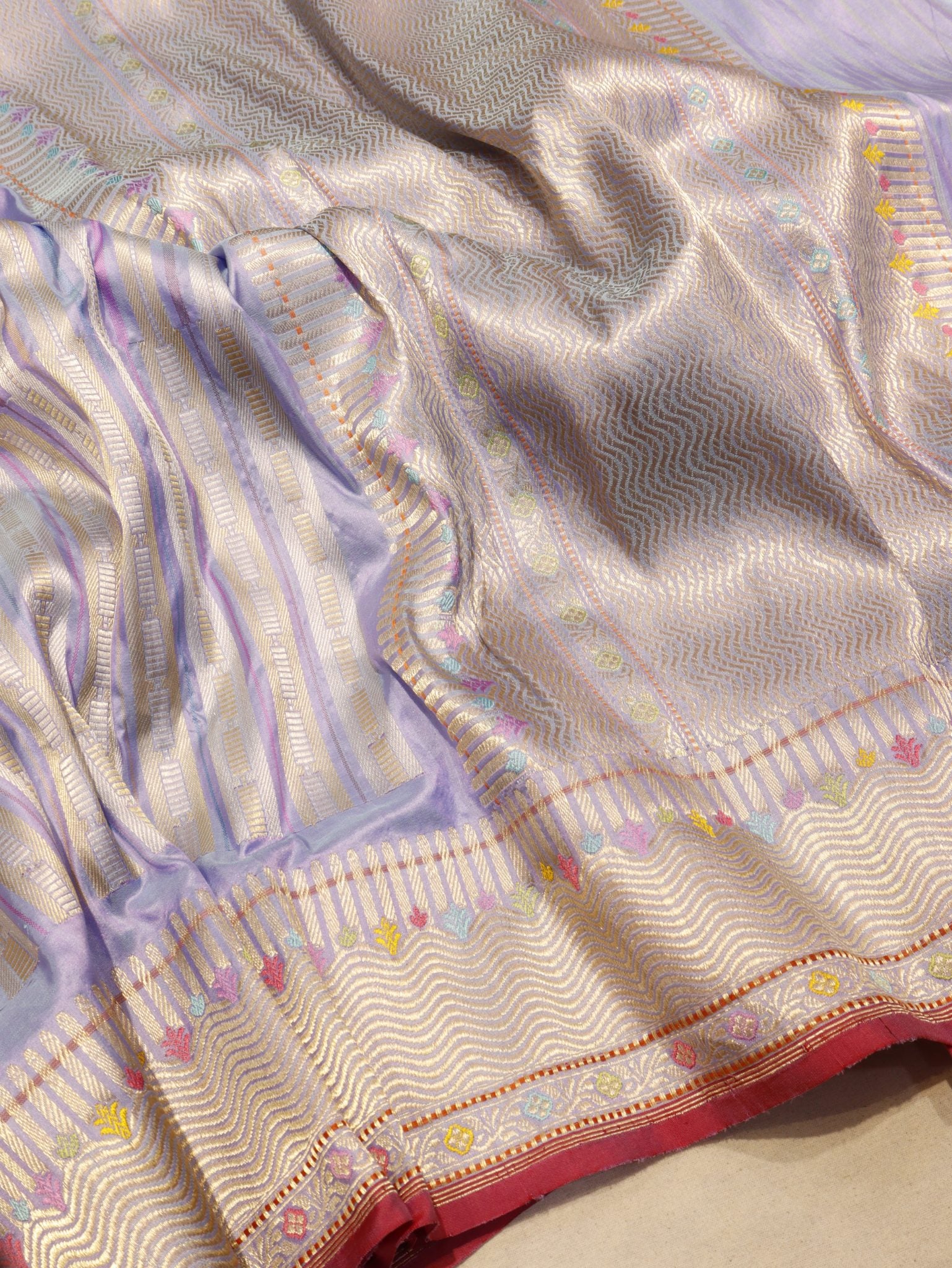 Soft Blue Katan Silk Banarasi saree front drape view