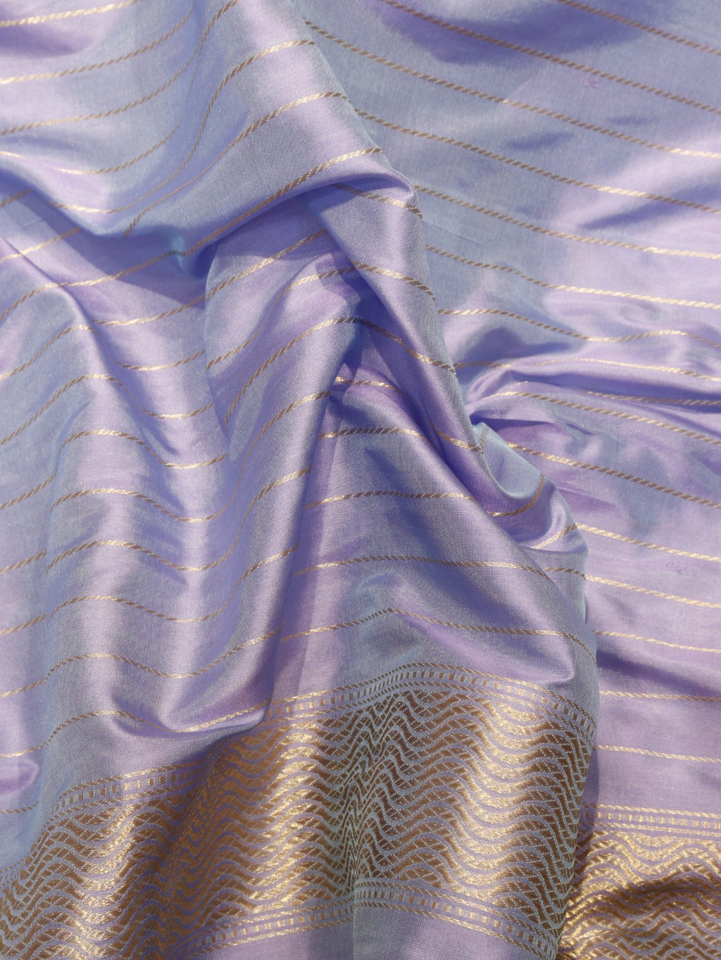Soft Blue Katan Silk Banarasi saree texture detail