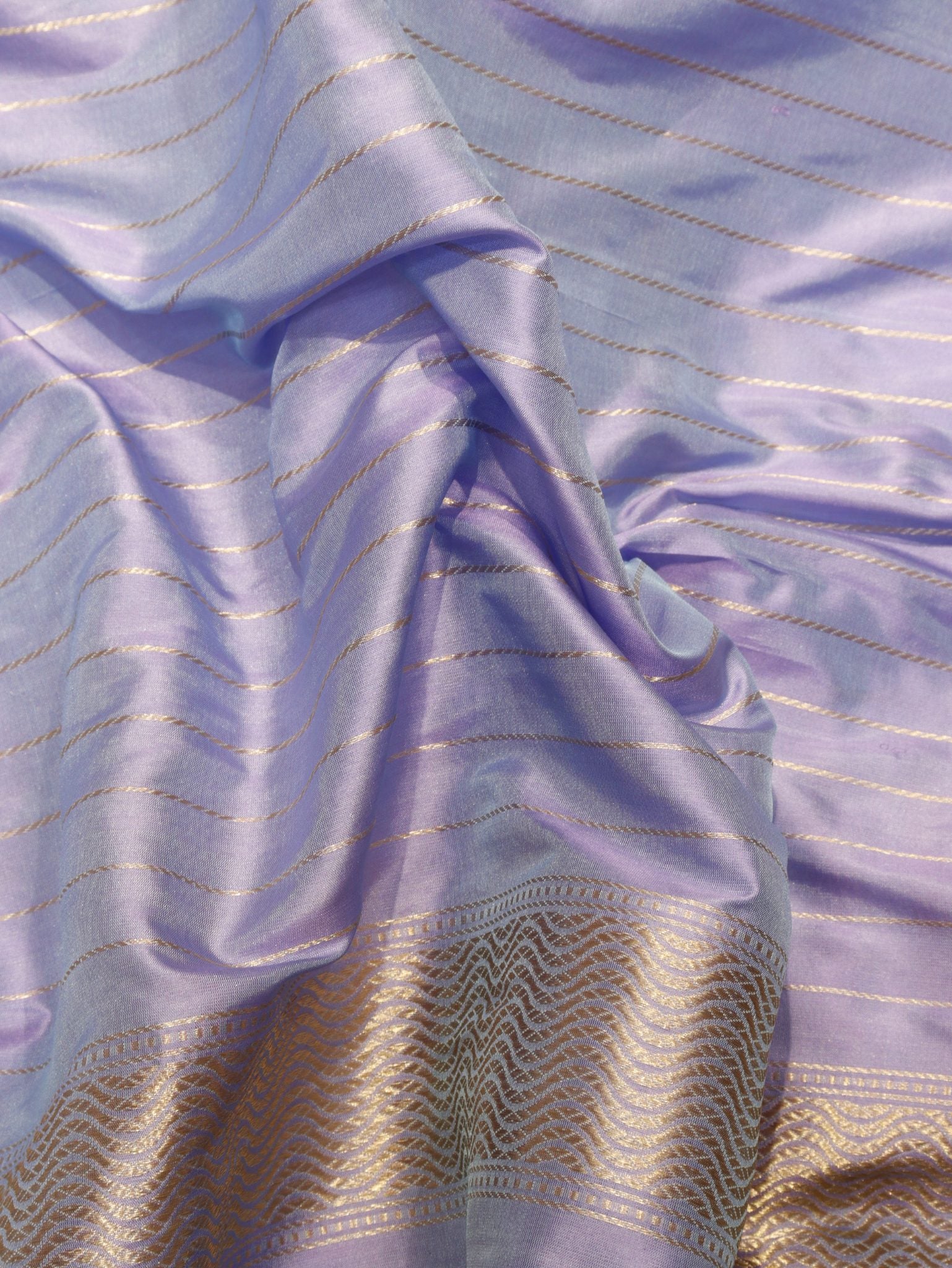 Soft Blue Katan Silk Banarasi saree texture detail