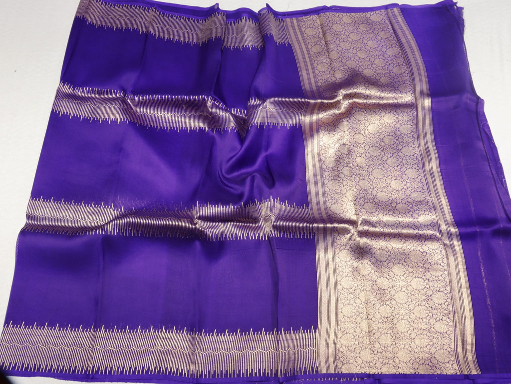 purple Kora Silk Banarasi saree front drape view