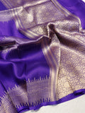 purple Kora Silk Banarasi saree pallu detail