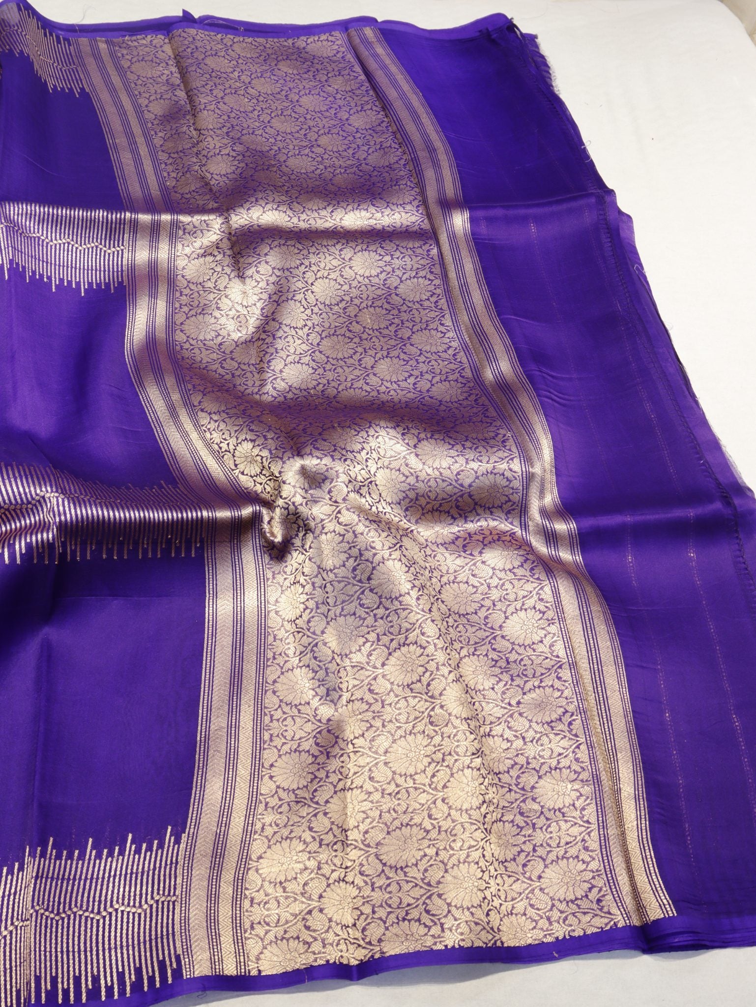 purple Kora Silk Banarasi saree blouse piece