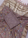 Milk Coffee Pure Cotton Kota Banarasi suit neckline detail