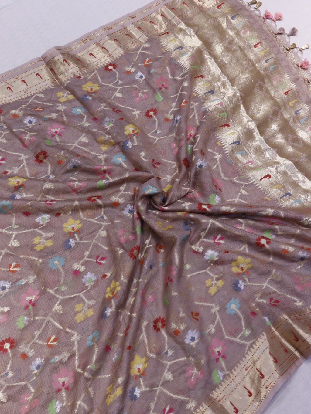Milk Coffee Pure Cotton Kota Banarasi suit sleeve detail