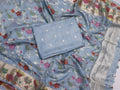 Sky Blue Pure Cotton Kota Banarasi suit front drape view