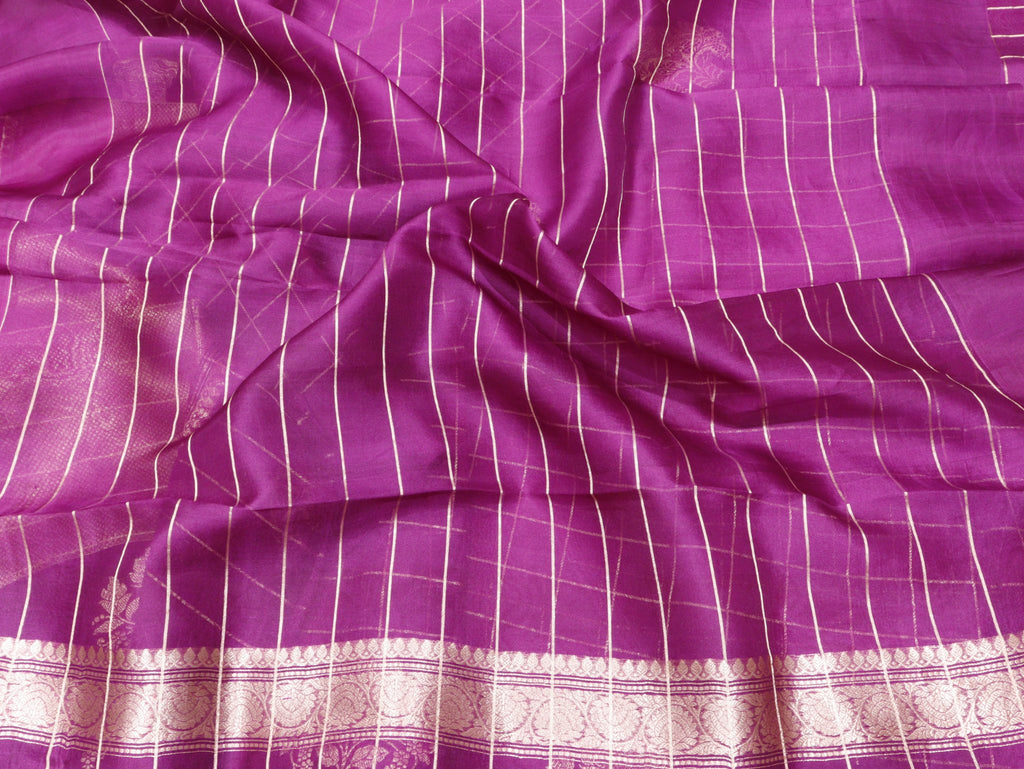 Purple Kora Silk Banarasi saree full spread