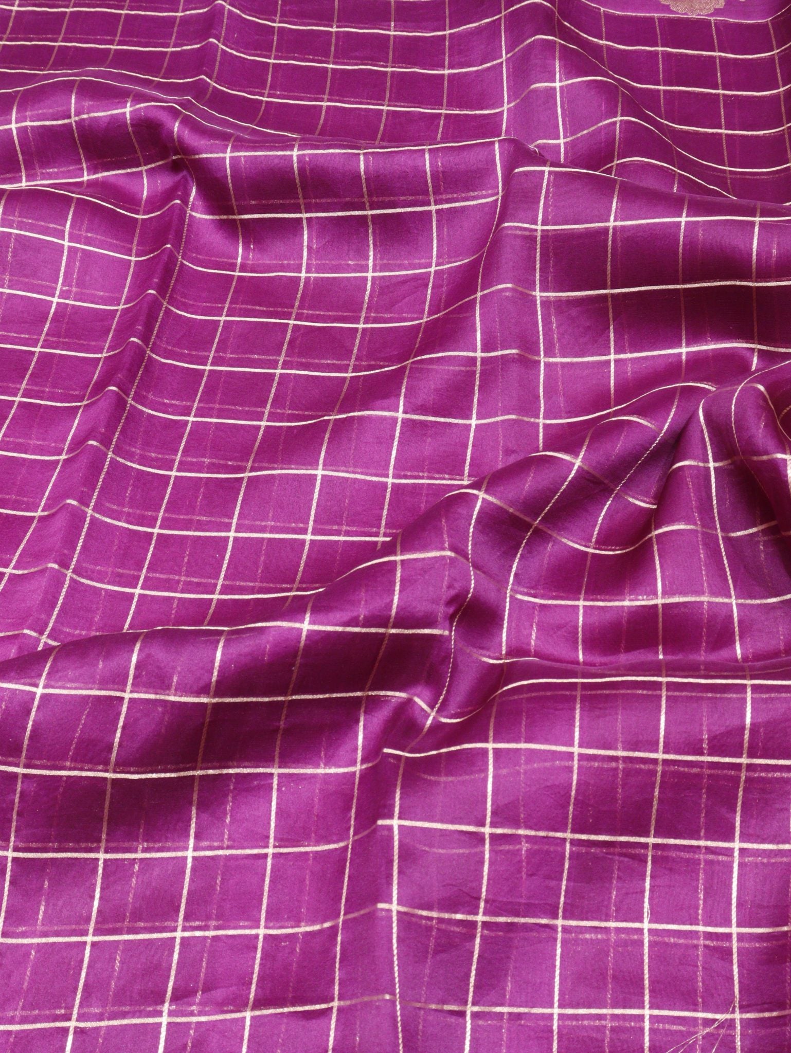 Purple Kora Silk Banarasi saree folded view