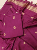 Magenta Moonga Silk Banarasi suit neckline detail
