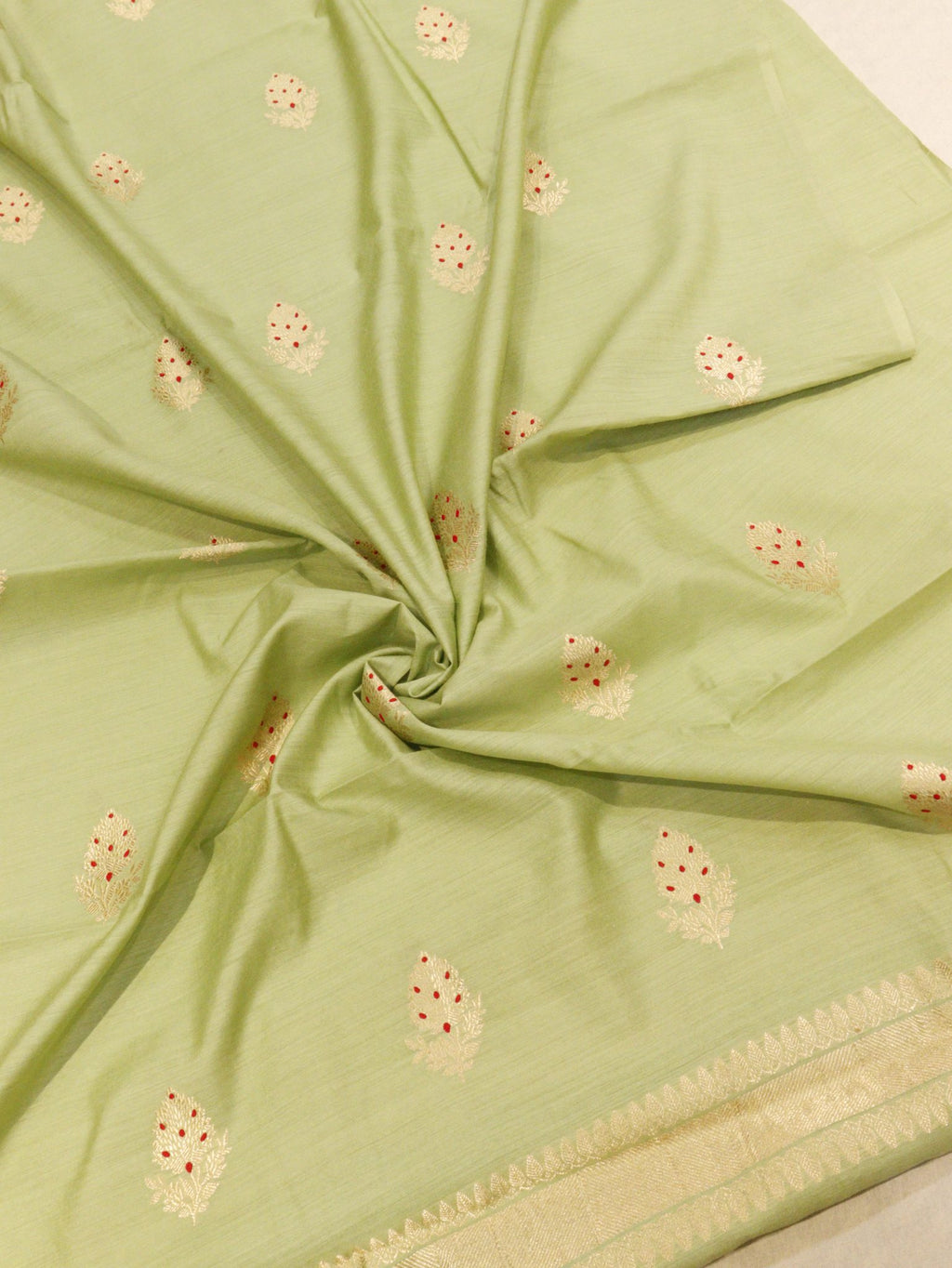 Pista Green Moonga Silk Banarasi suit bottom detail