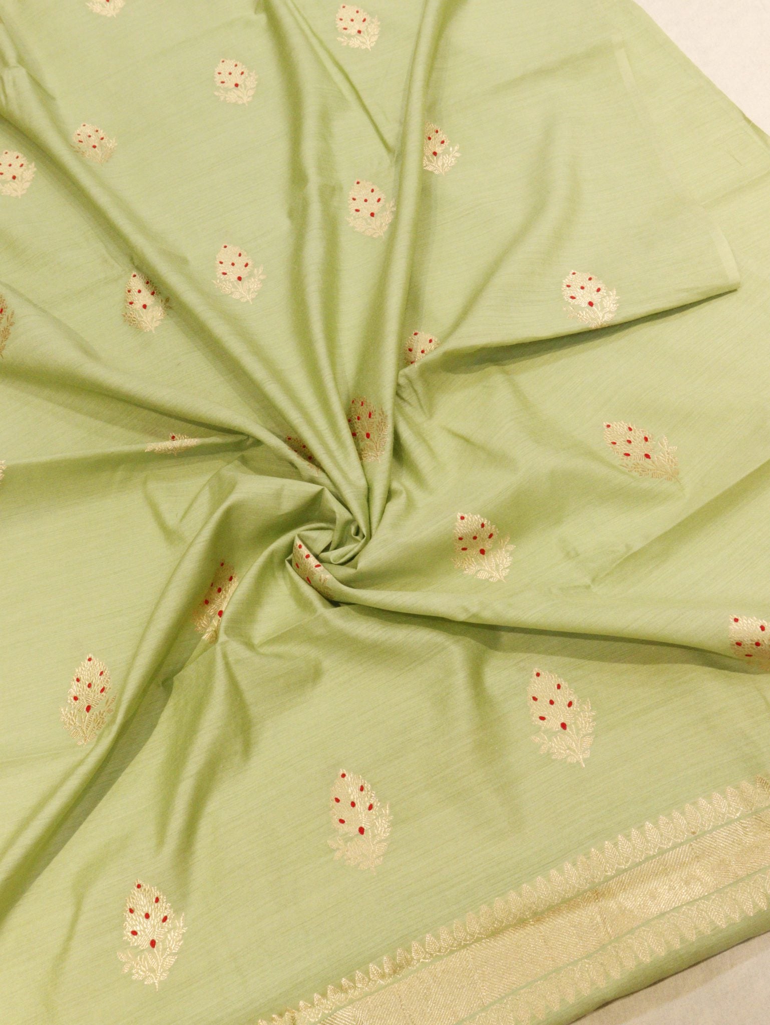 Pista Green Moonga Silk Banarasi suit bottom detail