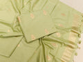 Pista Green Moonga Silk Banarasi suit dupatta detail
