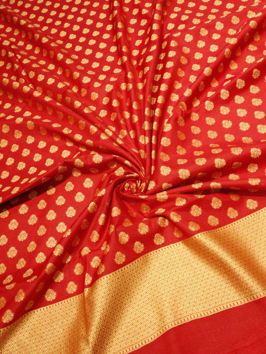 Red Pure Cotton Banarasi suit sleeve detail