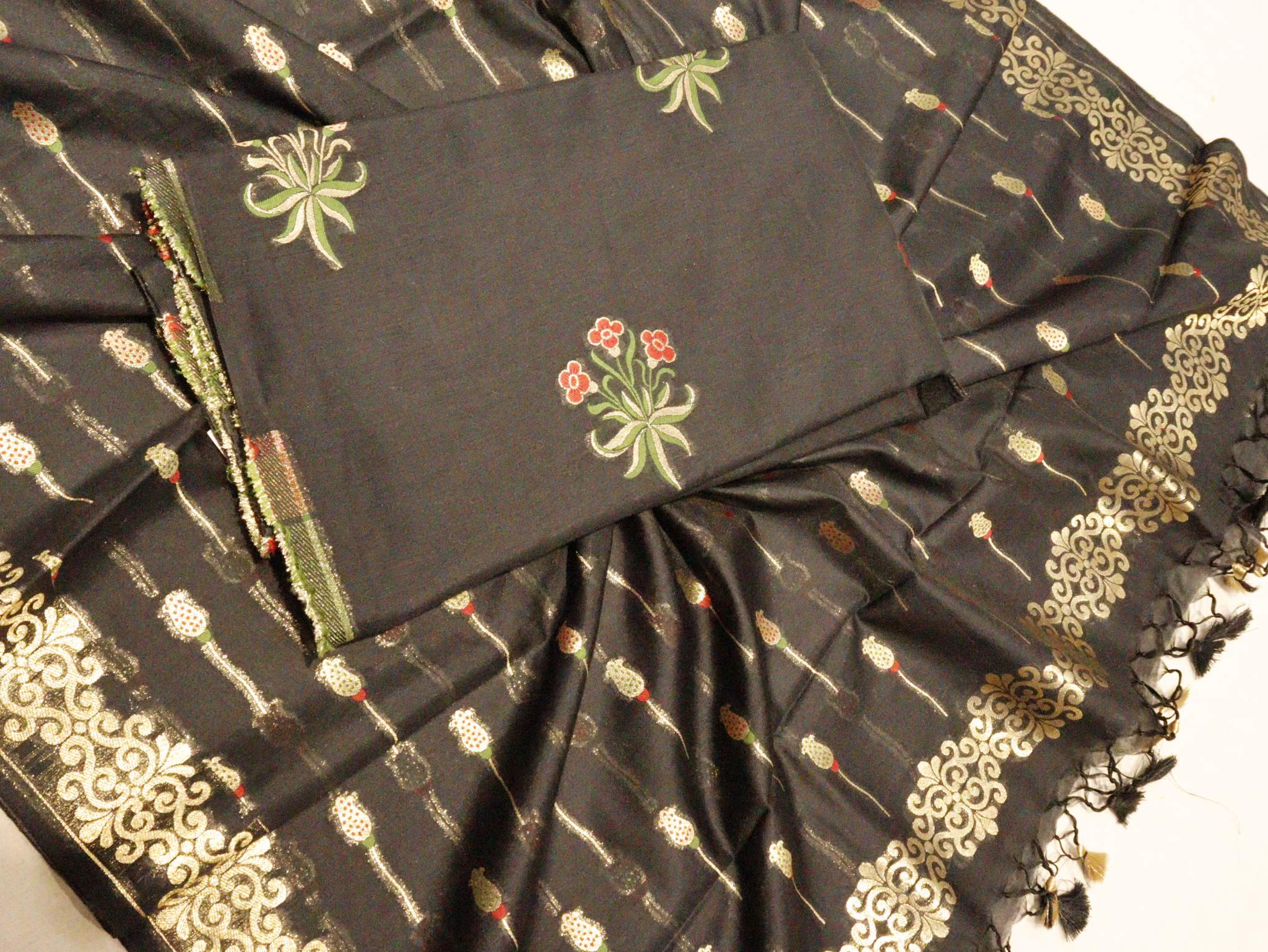 Black Pure Cotton Banarasi suit bottom detail
