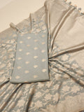Sky Blue Pure Cotton Banarasi suit bottom detail