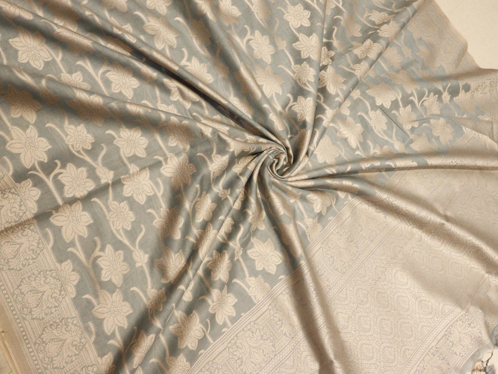 Sky Blue Pure Cotton Banarasi suit border closeup