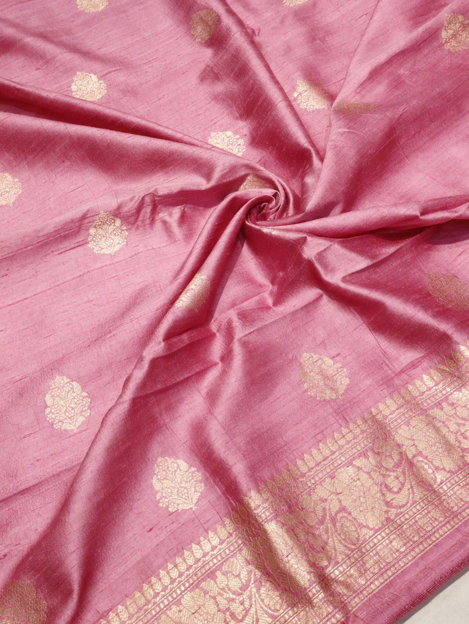 Rose Pink Tussar Silk Banarasi suit sleeve detail