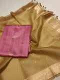 Rose Pink Tussar Silk Banarasi suit bottom detail