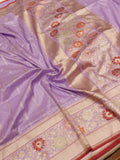 Lavender Katan Silk Banarasi saree full spread