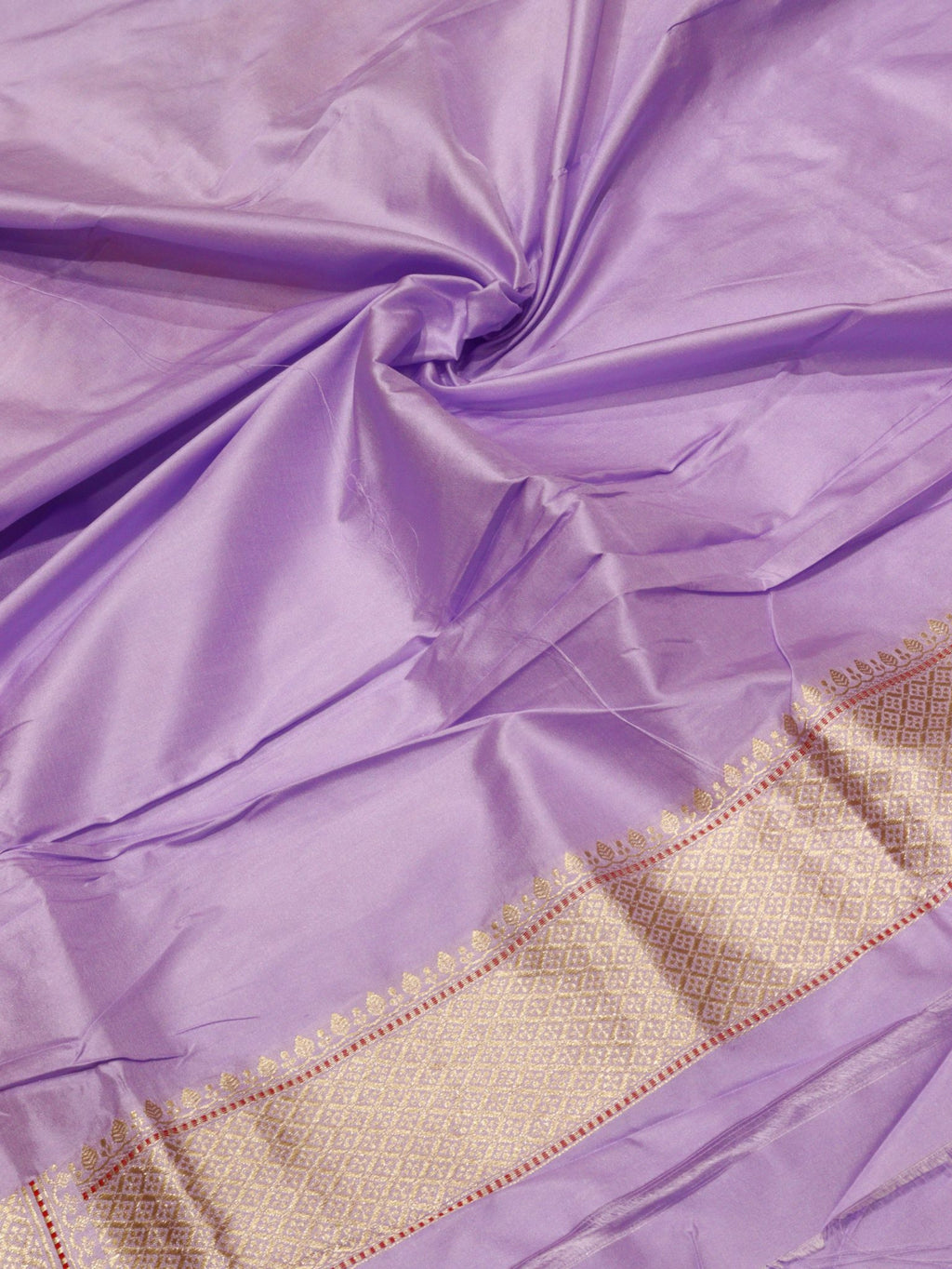 Lavender Katan Silk Banarasi saree texture detail