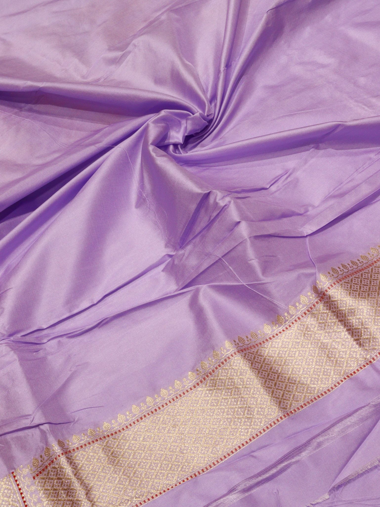 Lavender Katan Silk Banarasi saree texture detail
