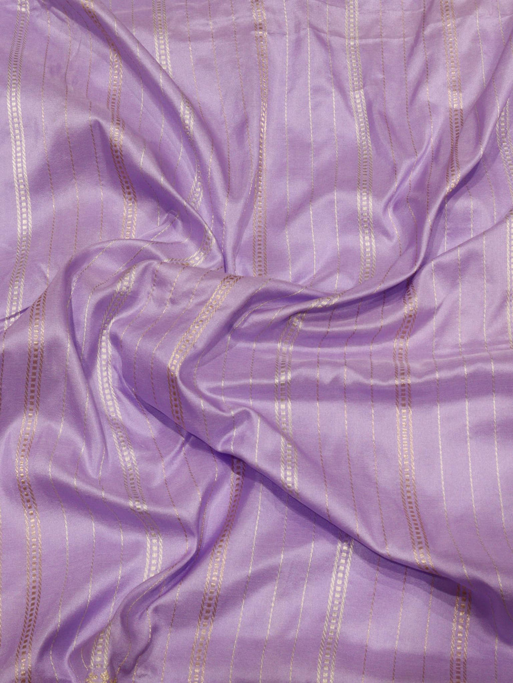 Lavender Katan Silk Banarasi saree front drape view