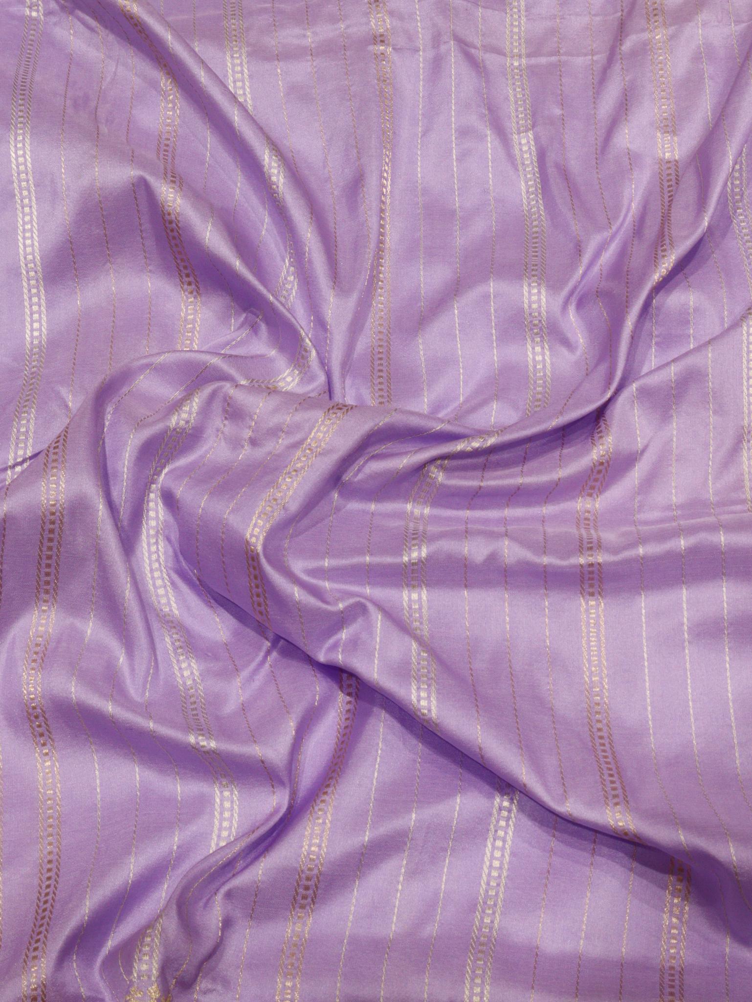 Lavender Katan Silk Banarasi saree front drape view