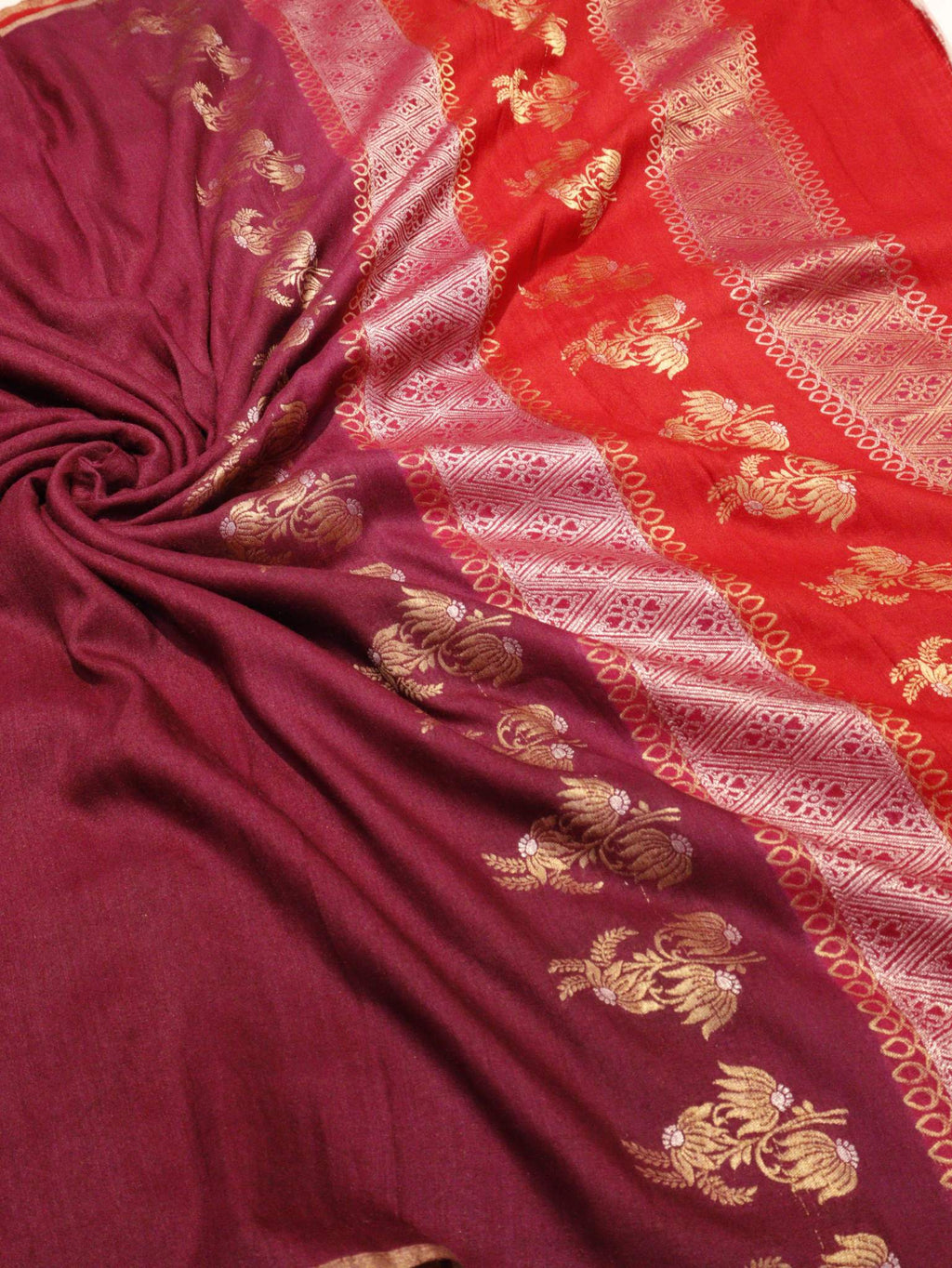 Purple Moonga Silk Banarasi saree pallu detail