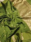 sage Green Soft Katan Banarasi saree blouse piece