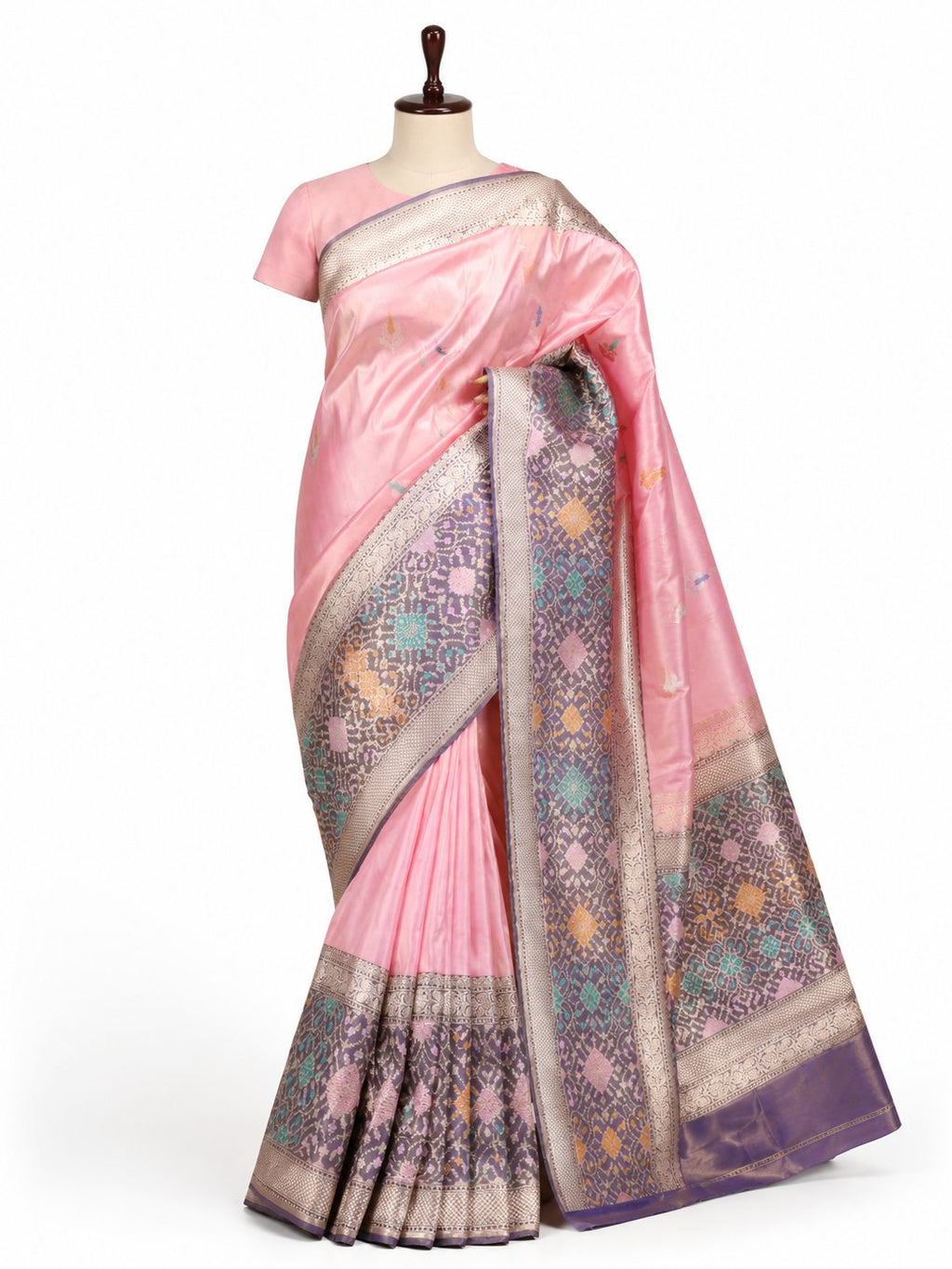 Mehendi Yellow & black Tissue Silk Banarasi saree texture detail
