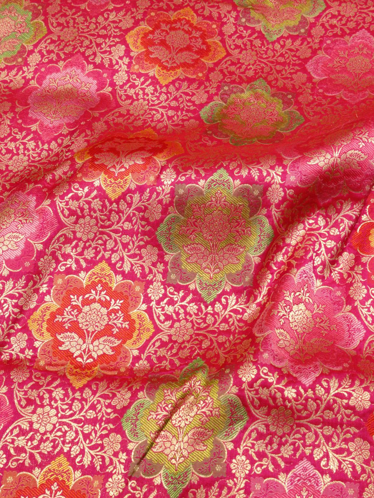 Rani Pink Katan Silk Banarasi saree pallu detail