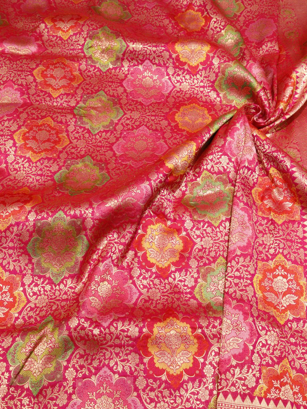 Rani Pink Katan Silk Banarasi saree blouse piece