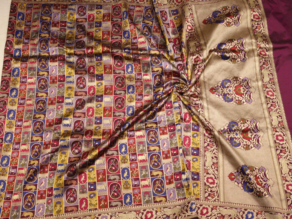 Multi Colour Katan Silk Banarasi saree texture detail