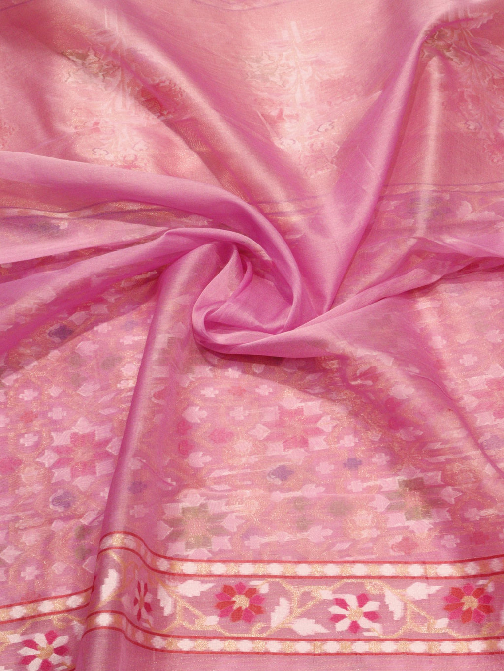 Lavendar Kora Silk Banarasi saree front drape view