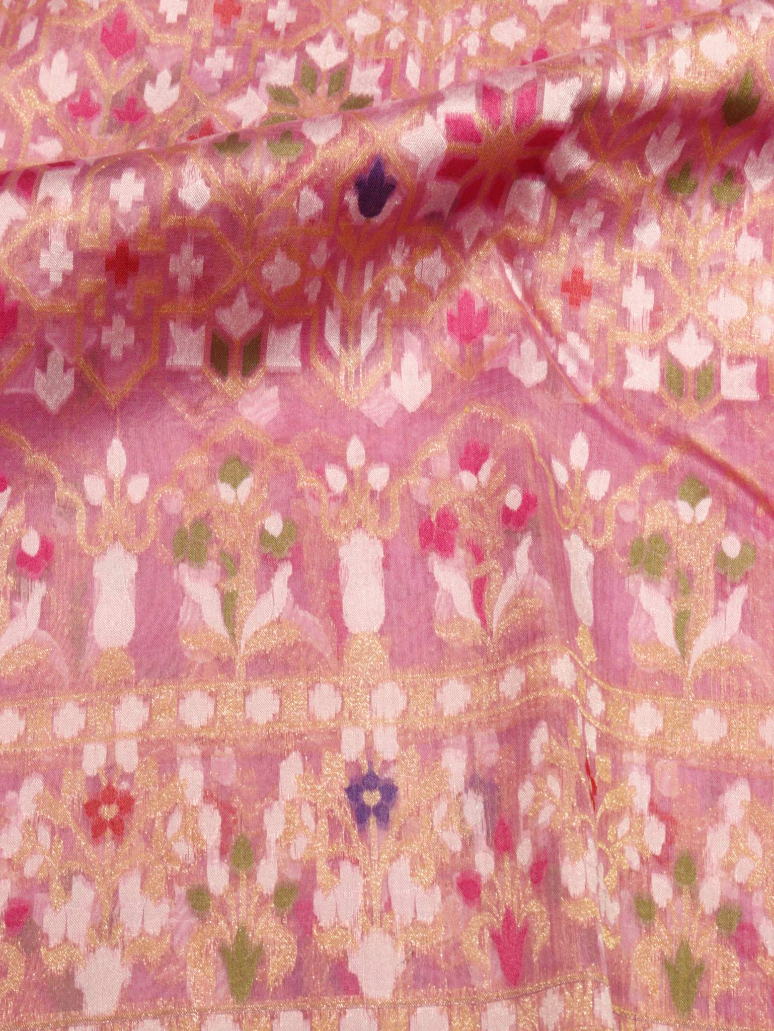 Lavendar Kora Silk Banarasi saree pallu detail
