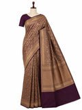 Purple Katan Silk Banarasi saree front drape view
