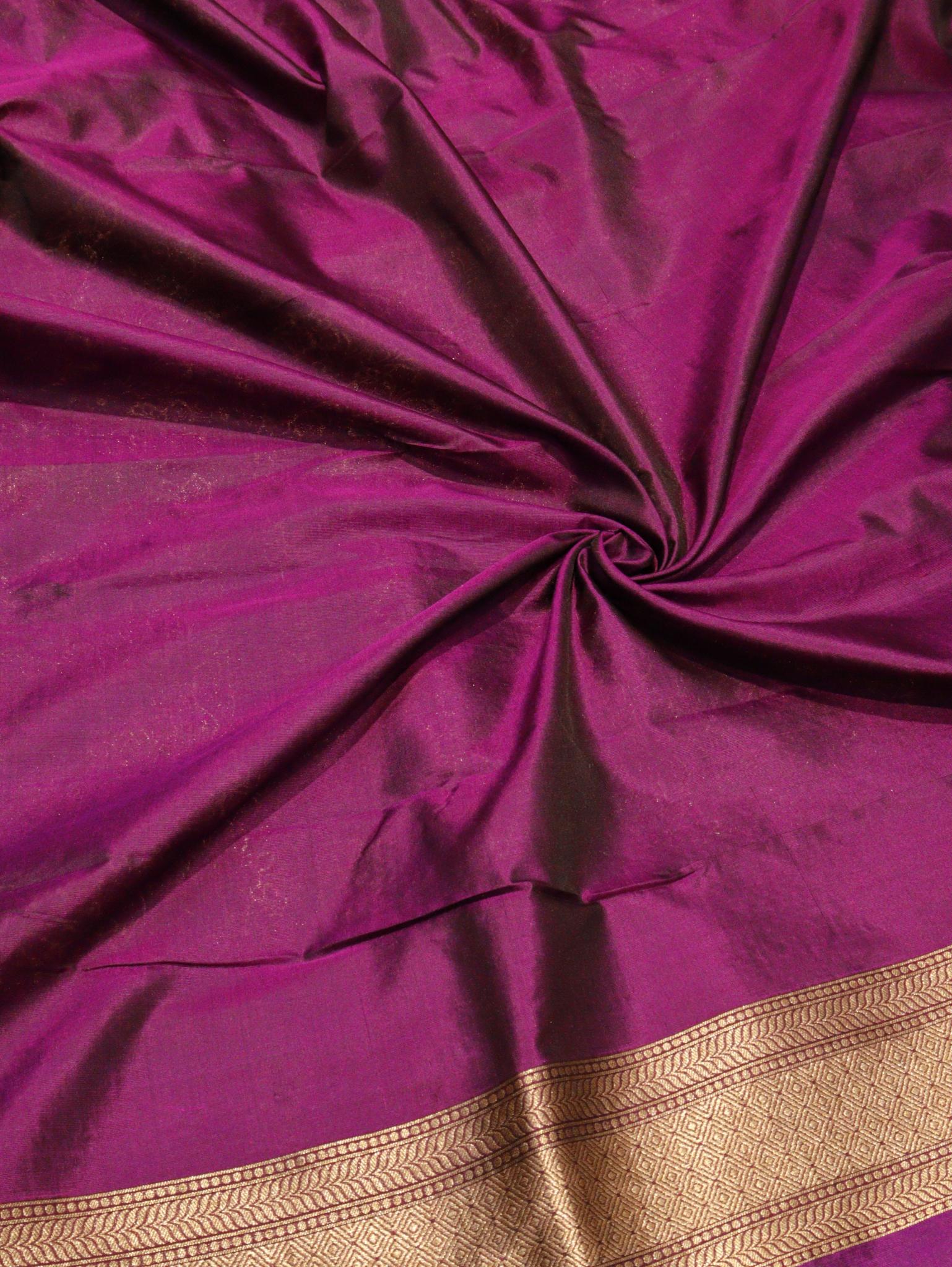 Purple Katan Silk Banarasi saree pallu detail