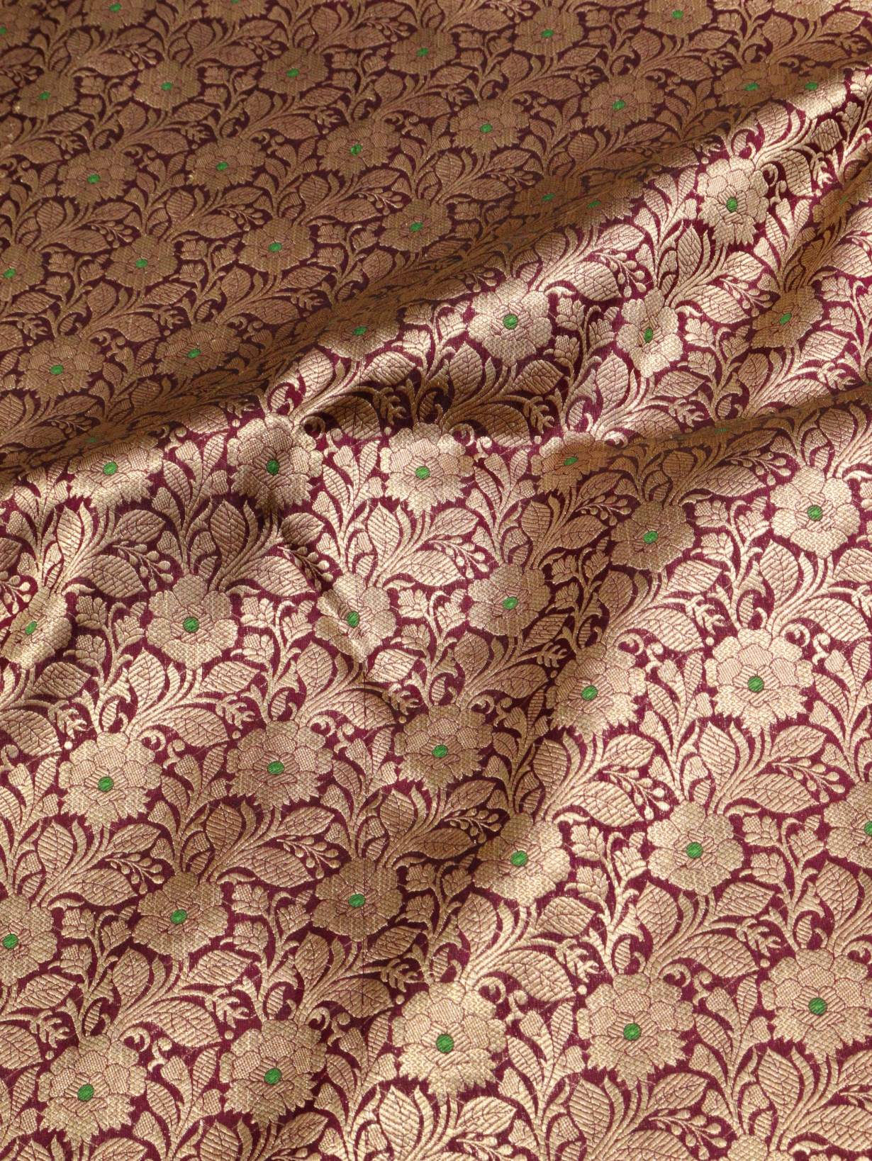 Purple Katan Silk Banarasi saree border closeup