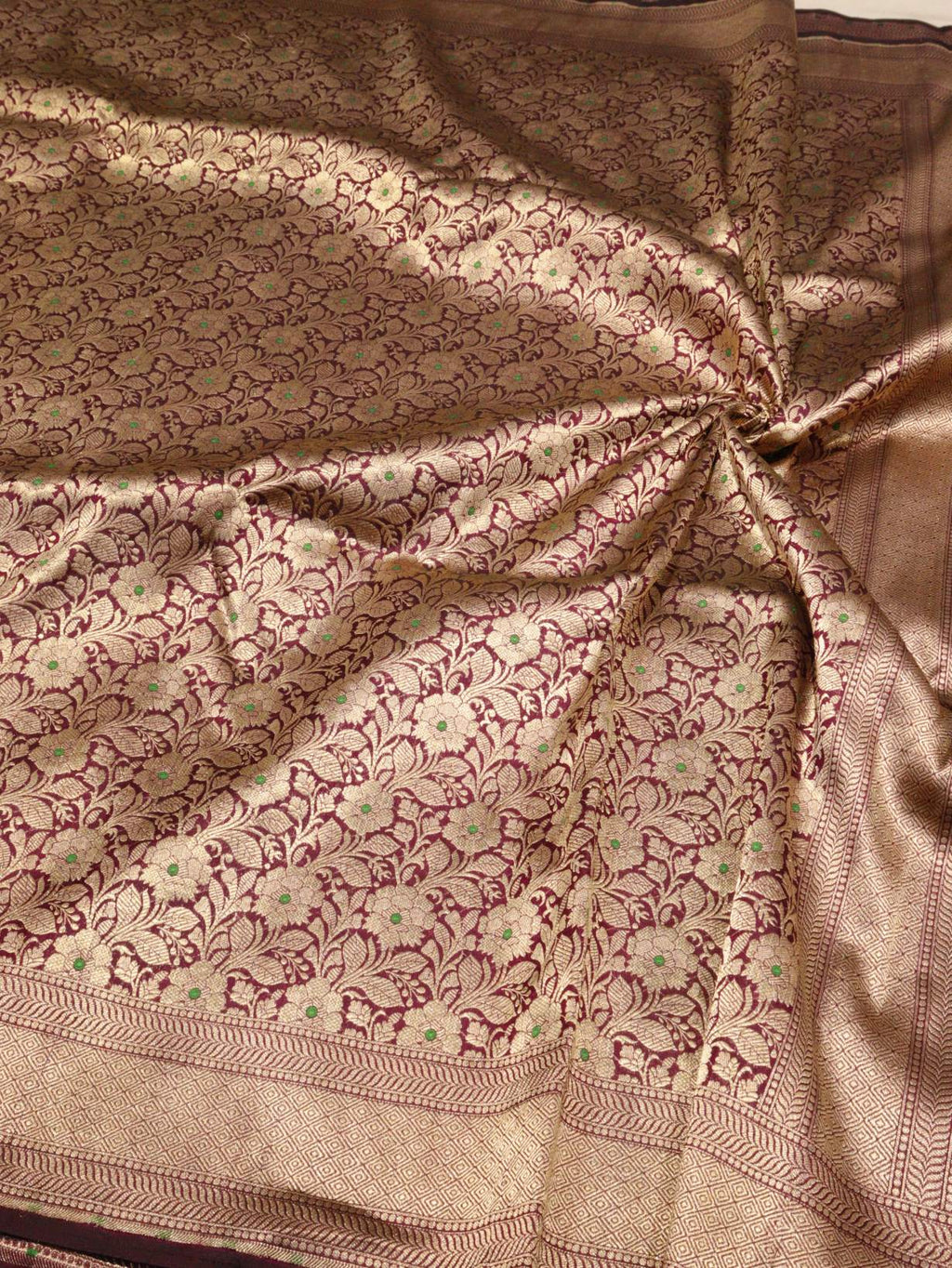 Purple Katan Silk Banarasi saree texture detail