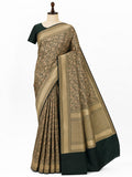 Bottle Green Katan Silk Banarasi saree zari work detail