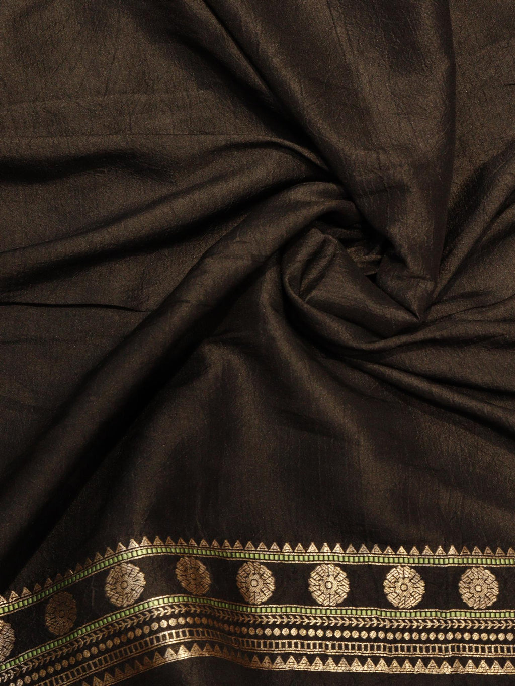 Black Soft Katan Banarasi saree pallu detail