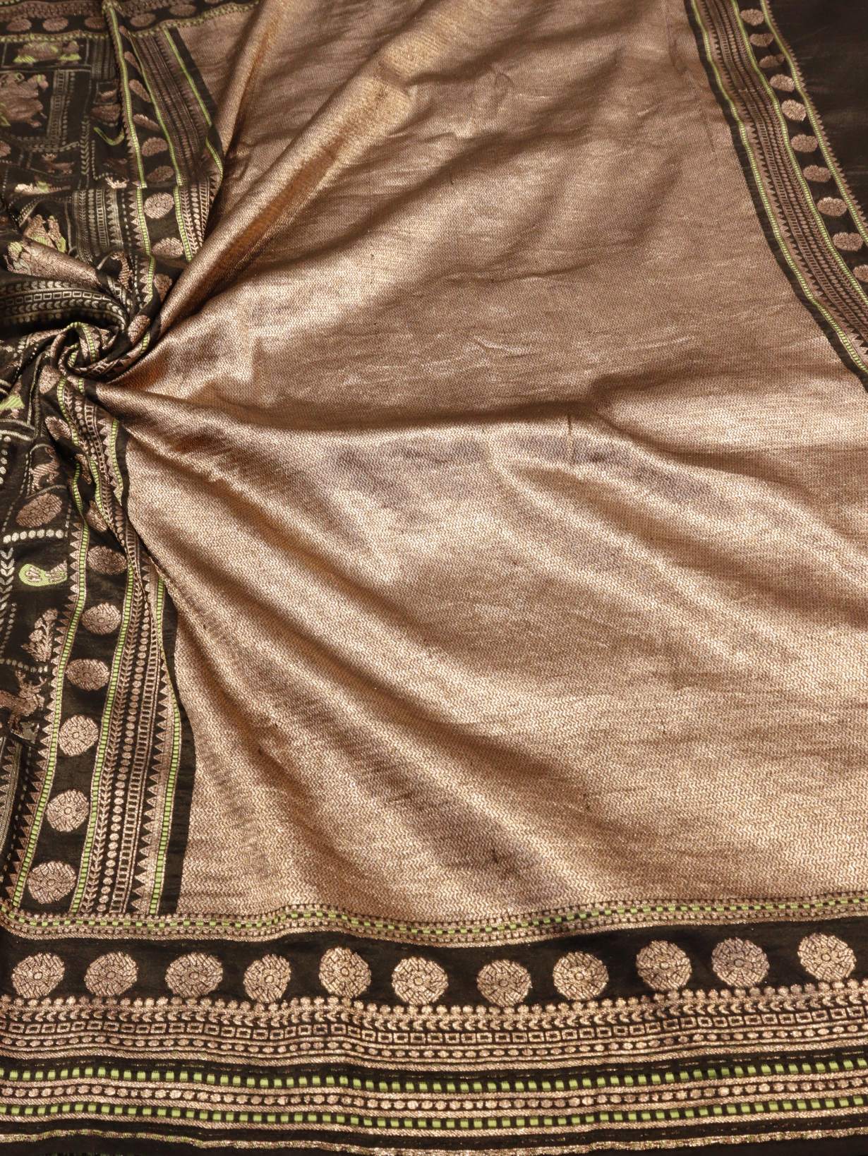 Black Soft Katan Banarasi saree full spread
