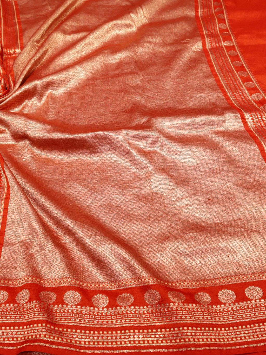 Orange Soft Katan Banarasi saree blouse piece