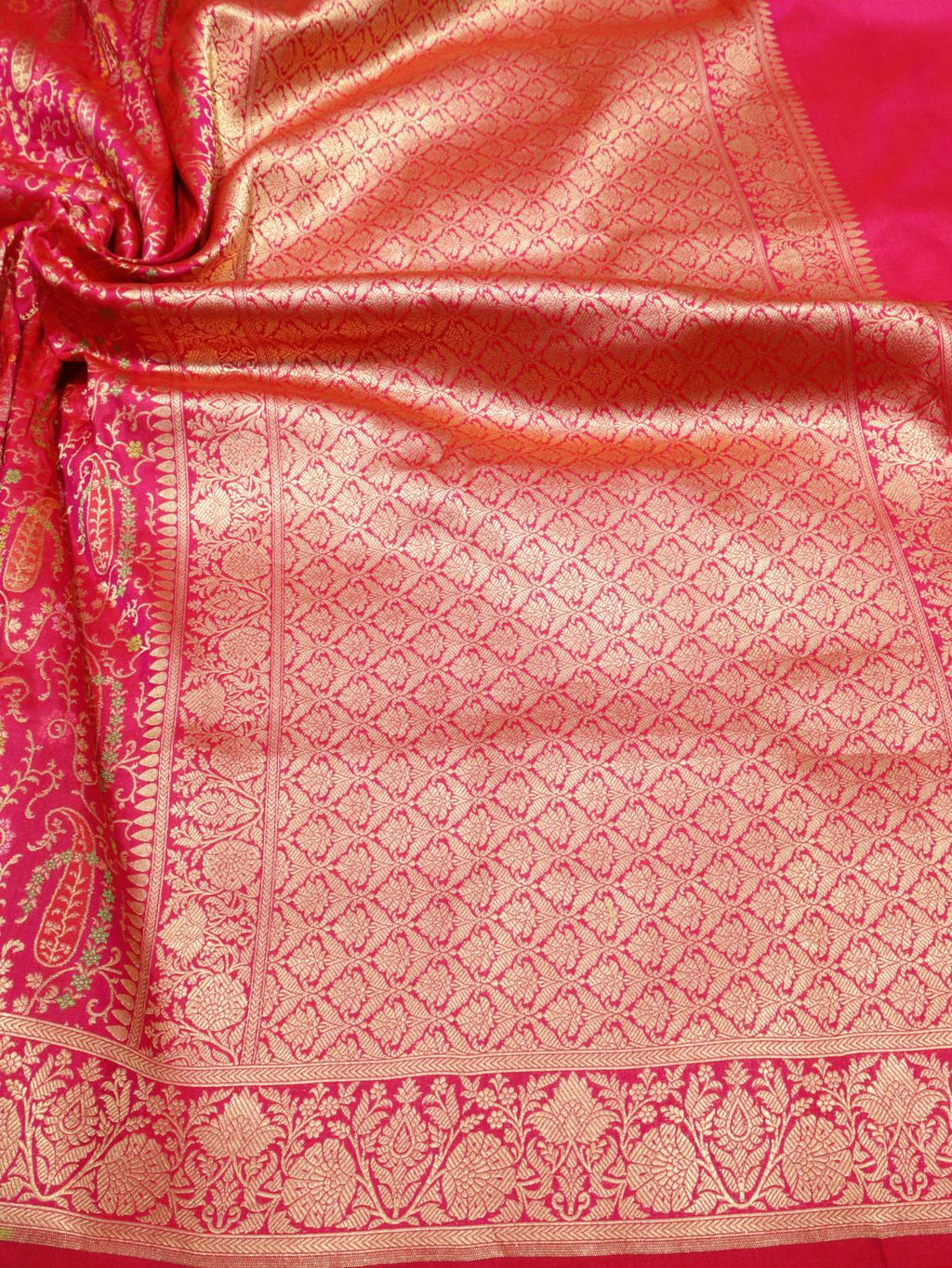 Magenta Soft Katan Banarasi saree blouse piece