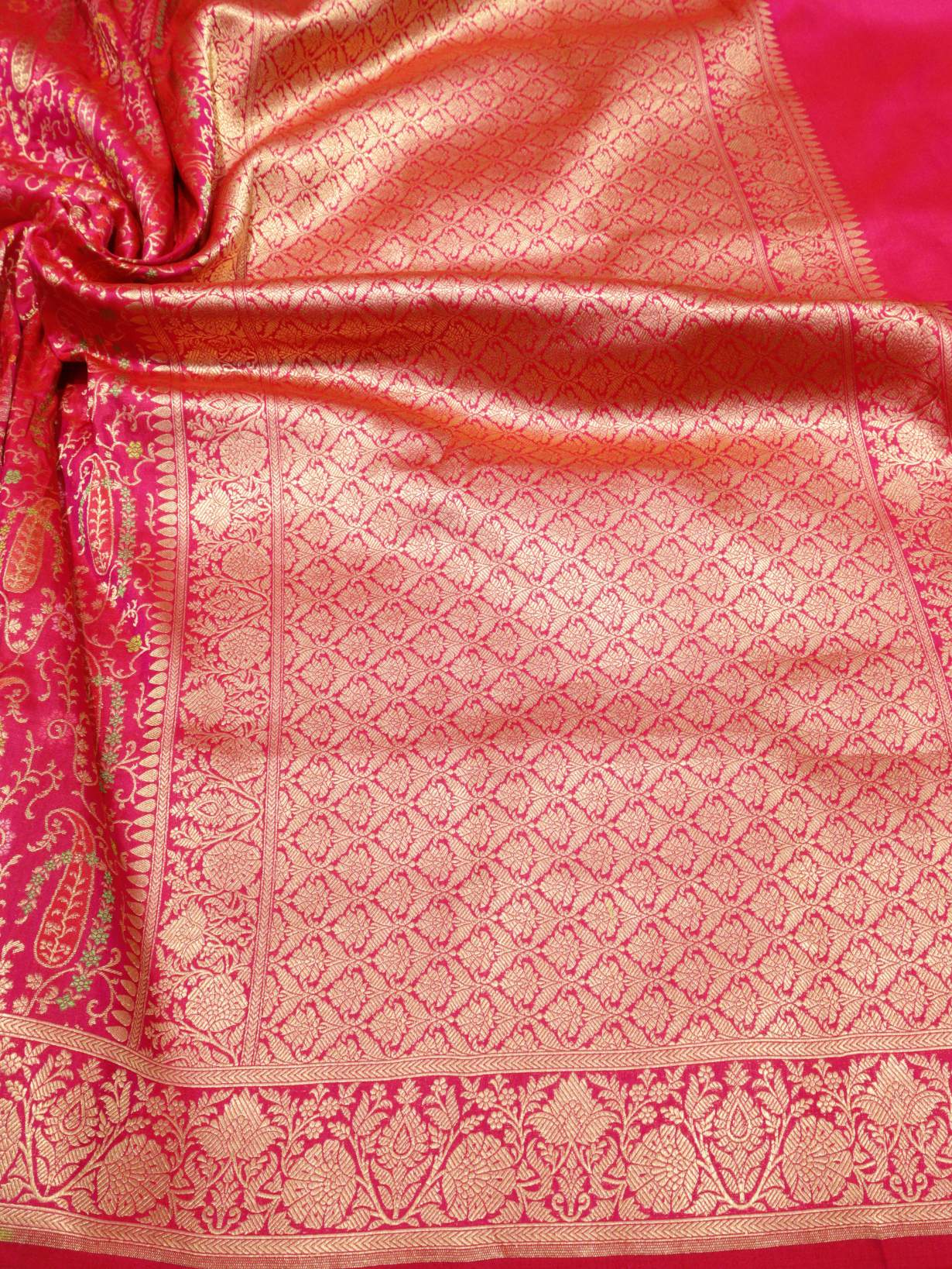 Magenta Soft Katan Banarasi saree blouse piece