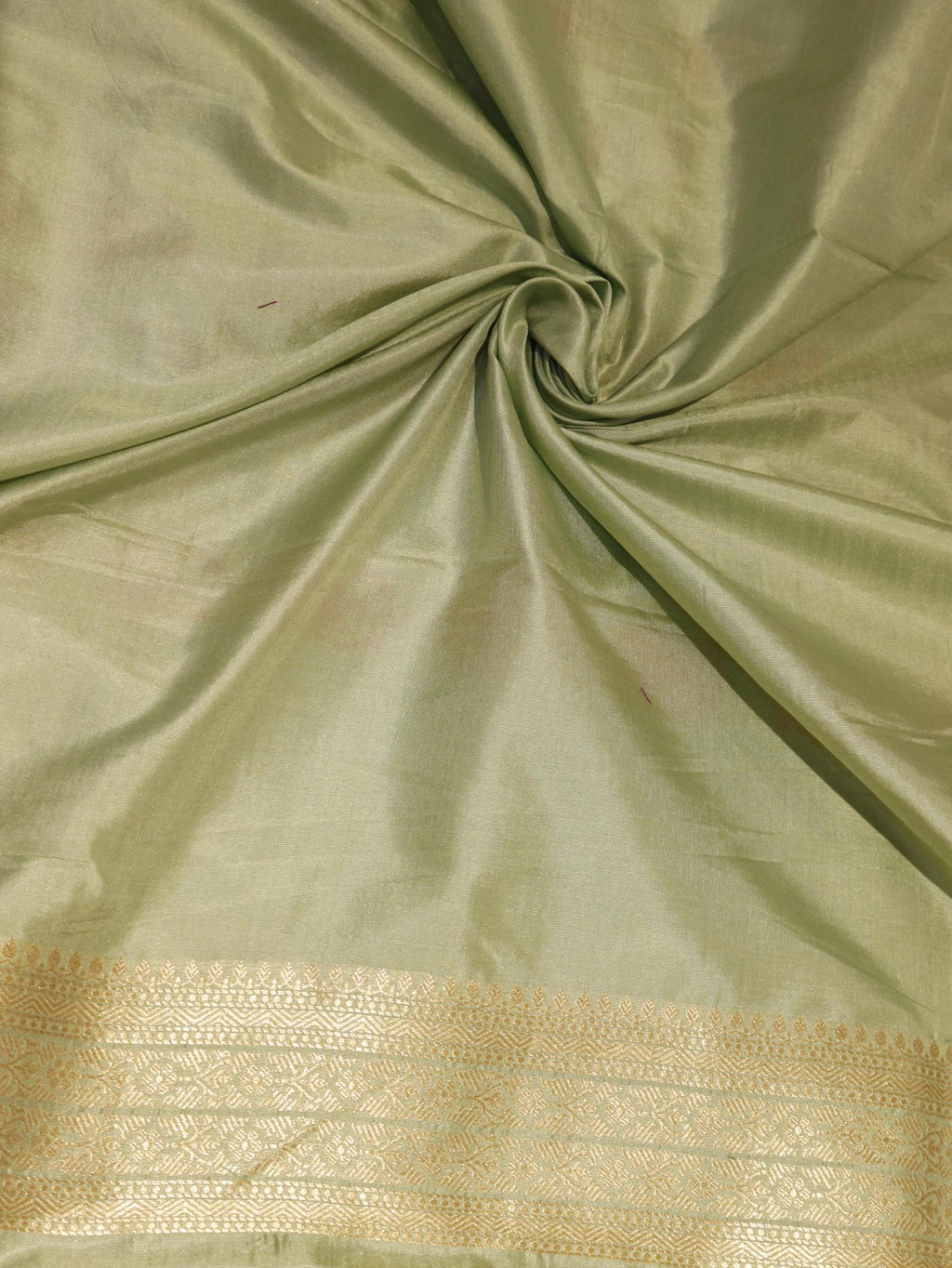Mint Green Soft Katan Banarasi saree front drape view