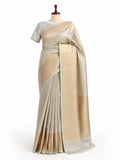 Mint Green Soft Katan Banarasi saree front drape view