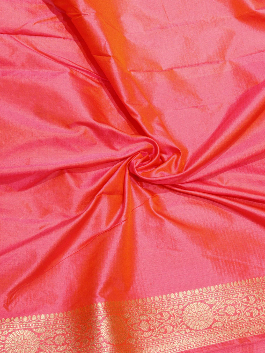 Dhup Chav Orange with Pink Soft Katan Banarasi saree pallu detail