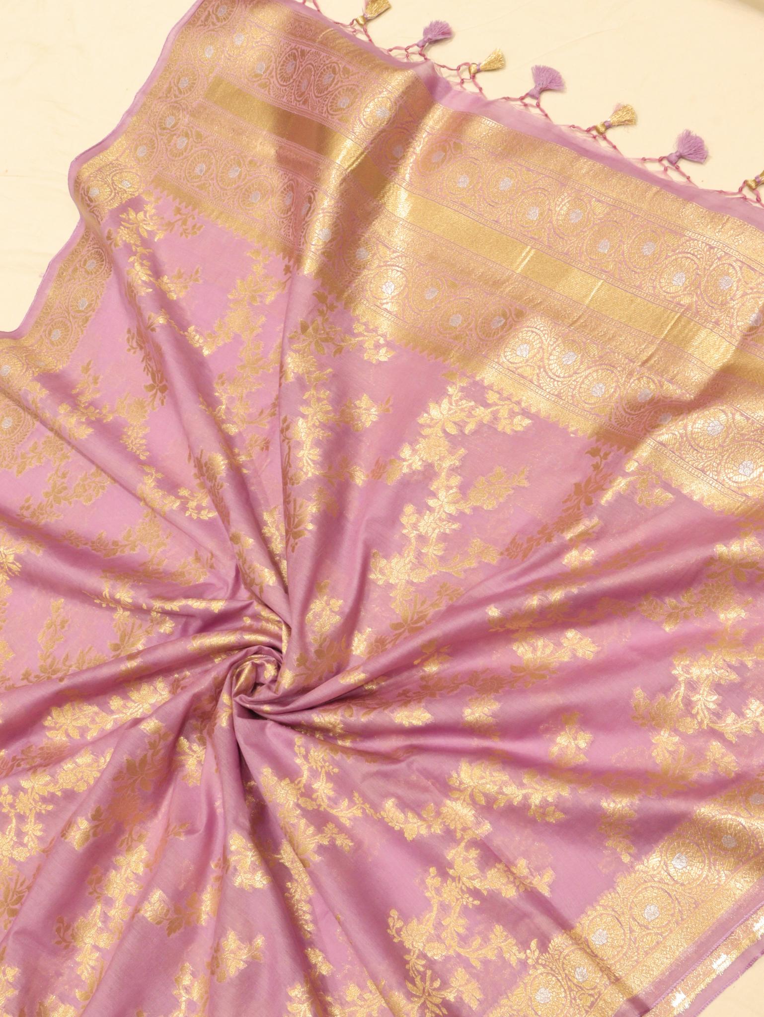 Lanvender Cotton Banarasi suit neckline detail